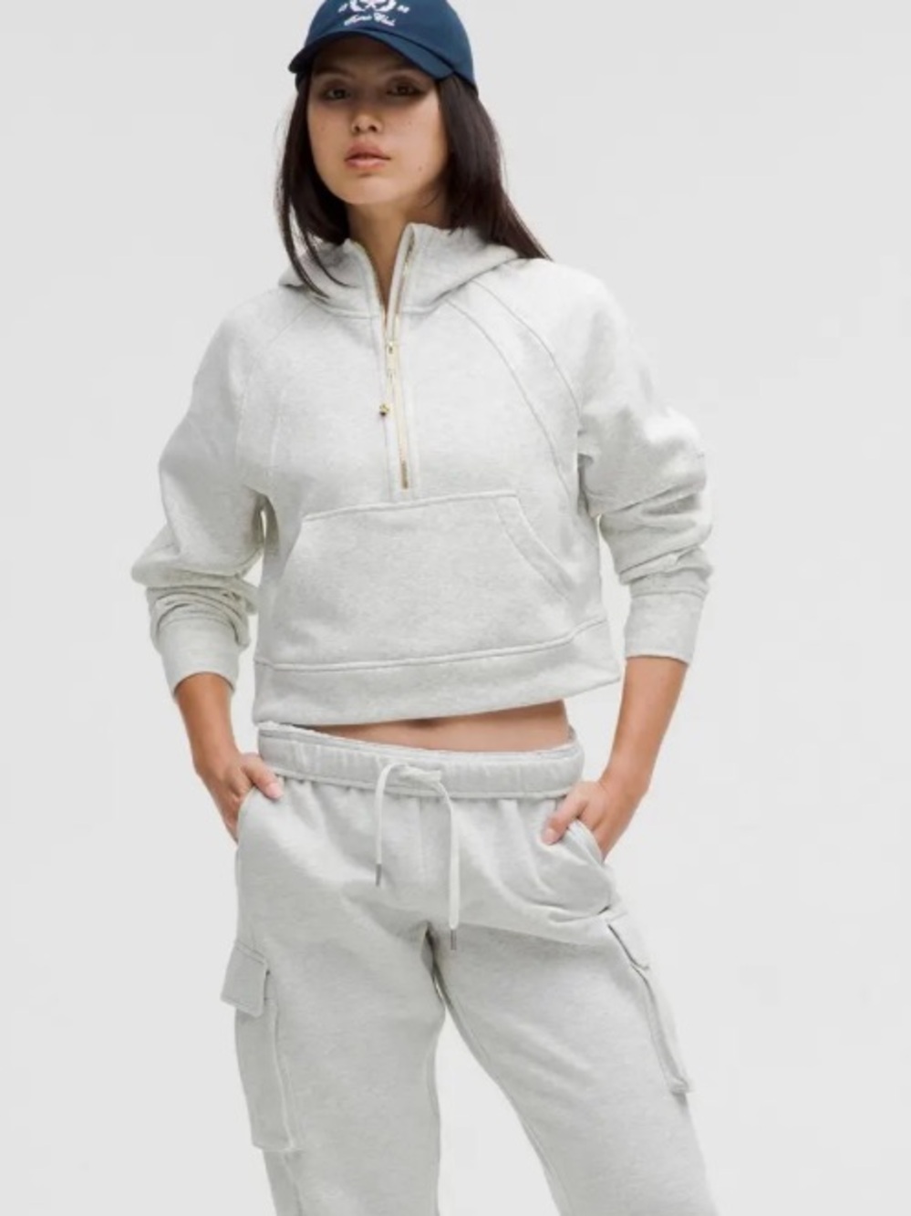 LuluLemon Scuba Oversized Half Zip Hoodie in Heathered Grey/Gold Size XS/S